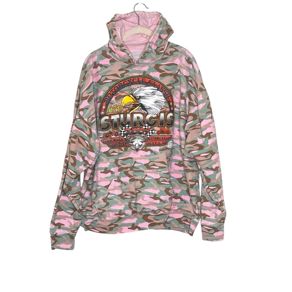 Sturgis 2007 67th Annual‎ Bike Rally Camo Hoodie Sz XL Motorcycle Classic